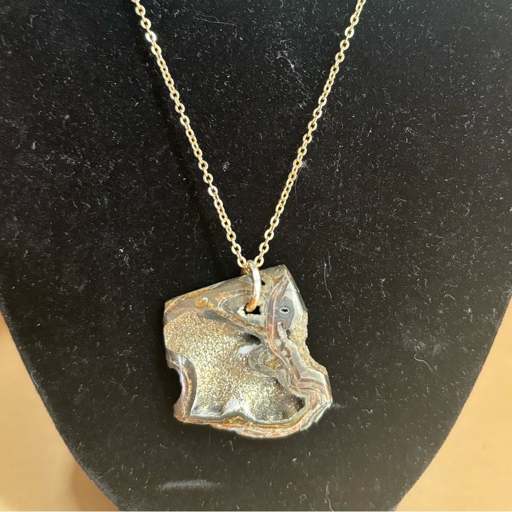 Pyrite fossil necklace!